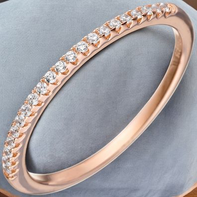 Damen Ring schmal 925 Sterling Silber rotgold vergoldet mit Zirkonia