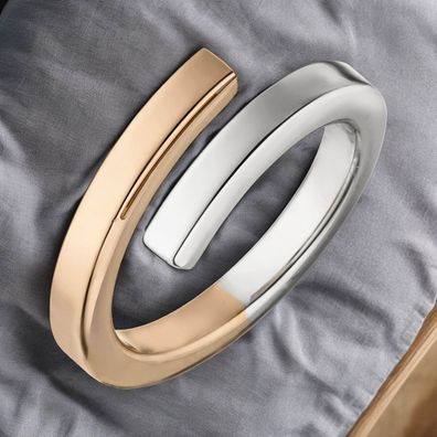 Damen Ring offen 925 Sterling Silber bicolor vergoldet Silberring