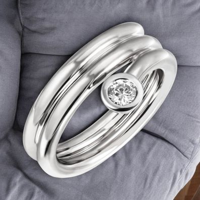 Damen Ring 925 Sterling Silber 1 Zirkonia Silberring