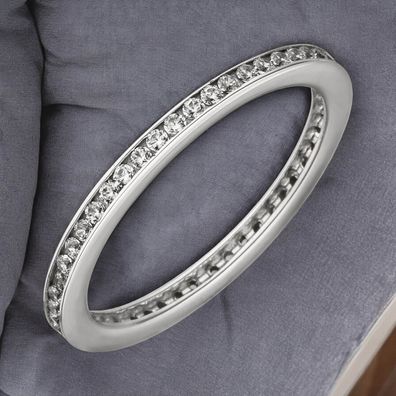Damen Ring schmal 925 Sterling Silber mit Zirkonia rundum Silberring