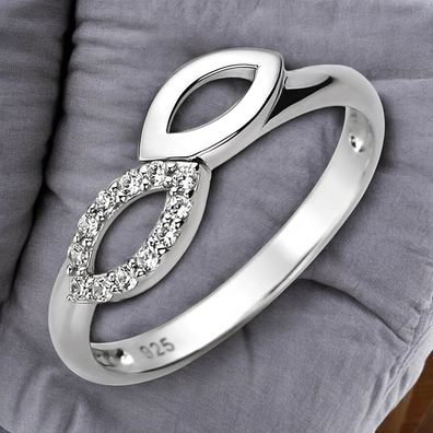 Damen Ring 925 Sterling Silber 12 Zirkonia Silberring
