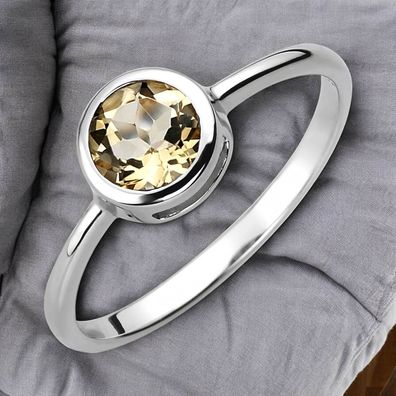 Damen Ring 925 Sterling Silber 1 Citrin gelb Silberring