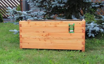 Hochbeet 100x50x50cm aus Lärche geschraubt mit Vlies, gerundeten Ecken und Griffen