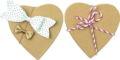 Pappboxen 10 Stück natur, Herz ca. 8 x 7,5 x 4 cm