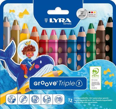 Lyra Groove Triple 1 Farbstift, 12 Stifte in 12 Farben sort