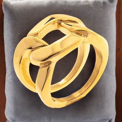 Damen Ring Edelstahl gelbgoldfarben beschichtet breit
