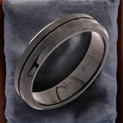 Herren Ring Edelstahl matt schwarz beschichtet