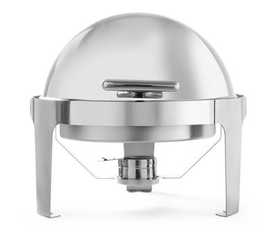 Chafing Dish Rolltop rund 5 Liter - mit 180° Rolltop-Deckel, Edelstahl