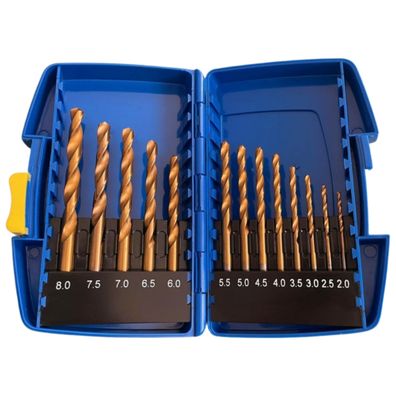 Spiralbohrer Set 13 teilig 2 bis 8 mm titanbeschichtet