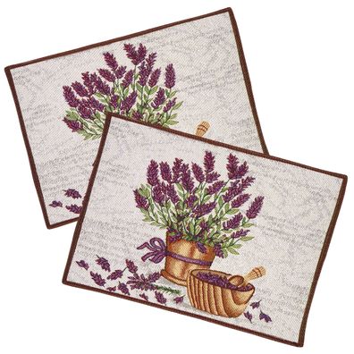 Platzdeckchen Set Gobelin Platzset Tischset Mediterran Deckchen Sommer Lavendel
