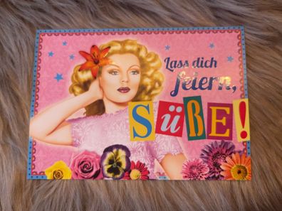 Nostalgische Postkarte * Lass dich feiern, Süße! * 8129-20 - Fräulein Blümchen