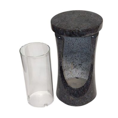 Grablampe Granit Orion Friedhofslaterne Grab-laterne mit Glaszilinder Orion