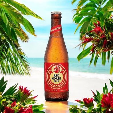 12 Flaschen a 0,33l Red Horse Bier aus den Philippinen Starkbier mit 8% Alc