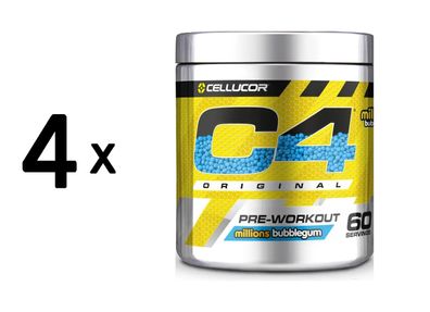 4 x Cellucor C4 Original (60 serv) Millions Bubblegum