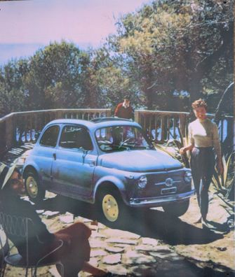 Blechschild Fiat 500, Auto, PKW, Oldtimer, Werbung, Deko, Nostalgie, Bild