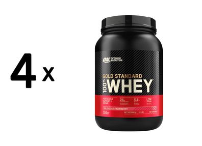4 x Optimum Nutrition 100% Whey Gold Standard (2lbs) Delicious Strawberry