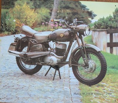 Blechschild Maico M 250 / B Military 1960, Motorrad, Zweirad, Werbung, Bild, Deko