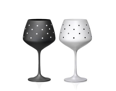 Gin & Tonic Lovely Dotties Kristallglas 580 ml in schwarz und weiß 2er Set Bohemia