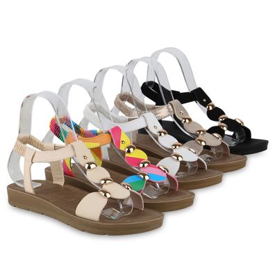 VAN HILL Damen Riemchensandalen Sandalen Profil-Sohle Nieten Schuhe 841065