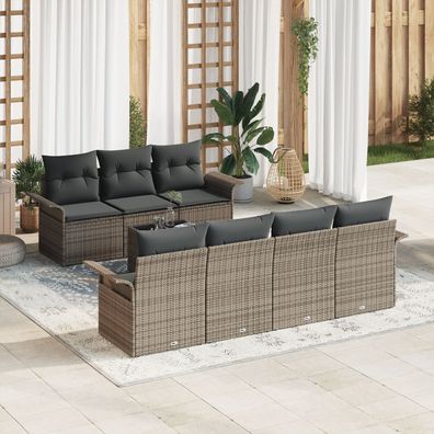 vidaXL Garten Sofa Set Set von 4 Grau Rattan Groß Modular