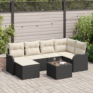 vidaXL 6-teiliges Garten-Sofaset mit Kissen Braunes Poly-Rattan