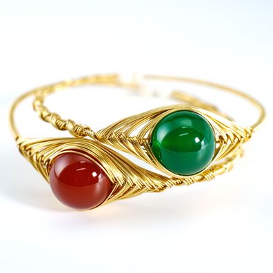 Armband Damen Karneol Armreif 14K vergoldet Naturstein Handgemacht Geschenk
