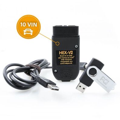 VCDS® HEX-V2® Interface Enthusiast 10 VIN (USB) Diagnosegerät für VW, Audi, Seat, Sko