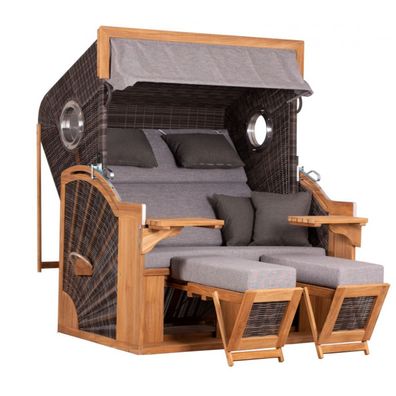 deVries Strandkorb "deVries PURE® Seaside XXL" PE stone grey Des. 466, Größe 150 x 9
