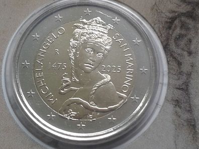 Original 2 euro 2025 San Marino Michelangelo im Folder - SOFORT Lieferbar
