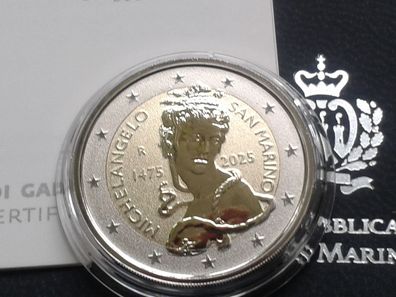 2 euro 2025 San Marino Michelangelo reverse proof - Nur 4000 Ex. - SOFORT lieferbar