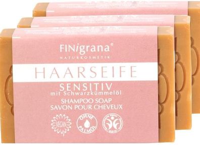 FINigrana Aleppo Haarseife sensitiv m. Schwarzkümmelöl 100 g 3er Pack