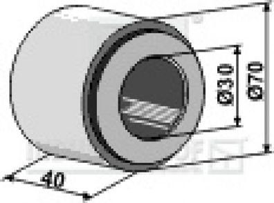 Eisenring komplett mit Hartholzlager eingepreßt f. Wellendurchm. Ø30mm