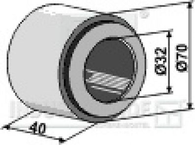 Eisenring komplett mit Hartholzlager eingepreßt j. Wellendurchm. Ø32mm
