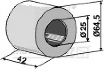 Krümlerwalzen Hartholzlager für Wellendurchmesser Ø25mm