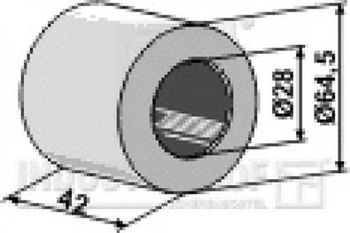 Krümlerwalzen Hartholzlager für Wellendurchmesser Ø28mm