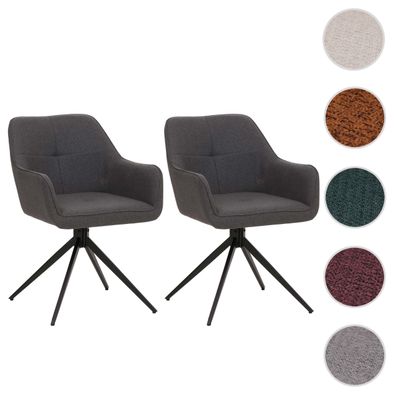 2er-Set Esszimmerstuhl HWC-O47, Küchenstuhl, drehbar Auto-Return, Stoff 270g/m²