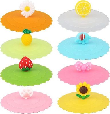 8er Set Silikonabdeckungen für Tassen, wiederverwendbar, tiermotiviert, 10 cm