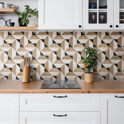 Tulup Vinyl Wandfliesen 9 Stück 30x30 cm - Marmor und Holz, Beige
