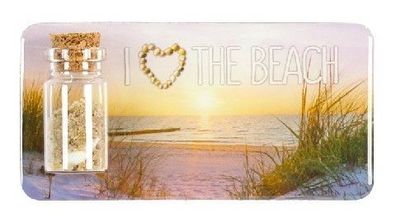 Magnet I LOVE BEACH mit Sand