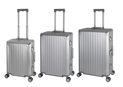 Travelhouse® Tokyo Reisekoffer Set S+M+L - 100% Alu-Hartschale TSA-Schloss 4x Rollen