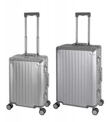 Travelhouse® Tokyo 100% Aluminium Koffer Set S+M - Hartschale TSA-Schloss 4 Rollen