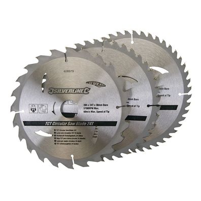 3 x Hartmetall Kreissägeblätter 205 x 30 mm mit 24, 40 und 48 Zähnen
