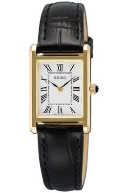 Seiko Damen-Armbanduhr Quarz mit Lederband Schwarz SWR108P1