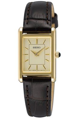 Seiko Damenuhr Quarz mit Lederband Goldfarben SWR110P1