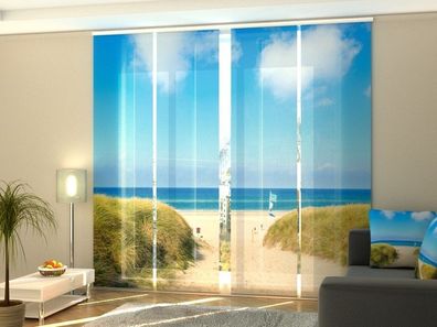 Fotogardine 1-4 tlg. "Sandstrand auf Sylt" Schiebegardine, Flächenvorhang - Natur