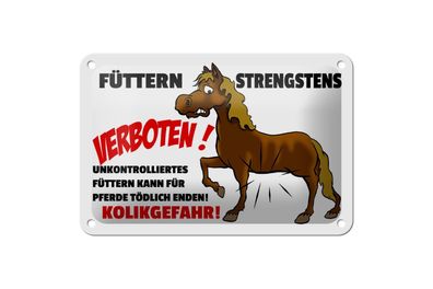 Blechschild 18 x 12 cm Pferde Füttern strengstens verboten