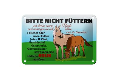 Blechschild 18 x 12 cm Bitte nicht füttern Pferd Kolik