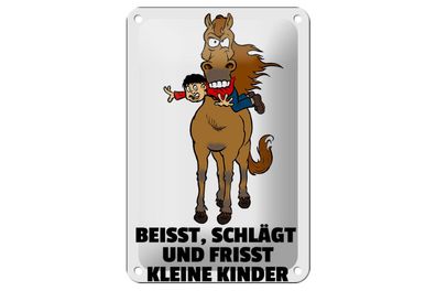 Blechschild 18 x 12 cm Pferd beißt frisst Kinder
