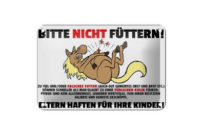 Blechschild 18 x 12 cm Pferd Bitte nicht füttern Eltern haften