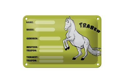 Blechschild 18 x 12 cm Pferd Traber Angaben Name Besitzer